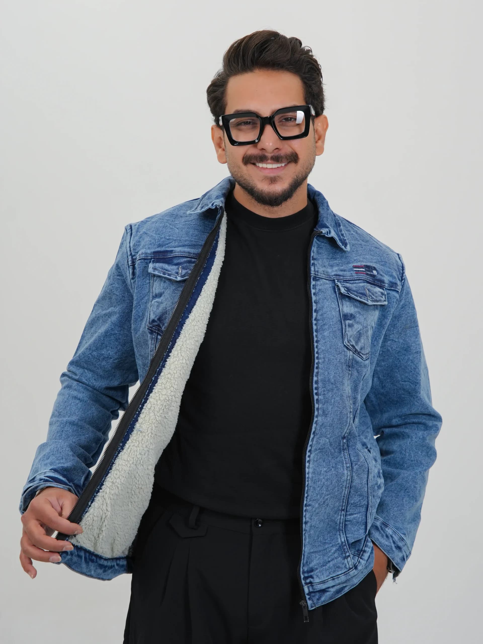 کاپشن مردانه جین تمام خز کد 50254 A 4