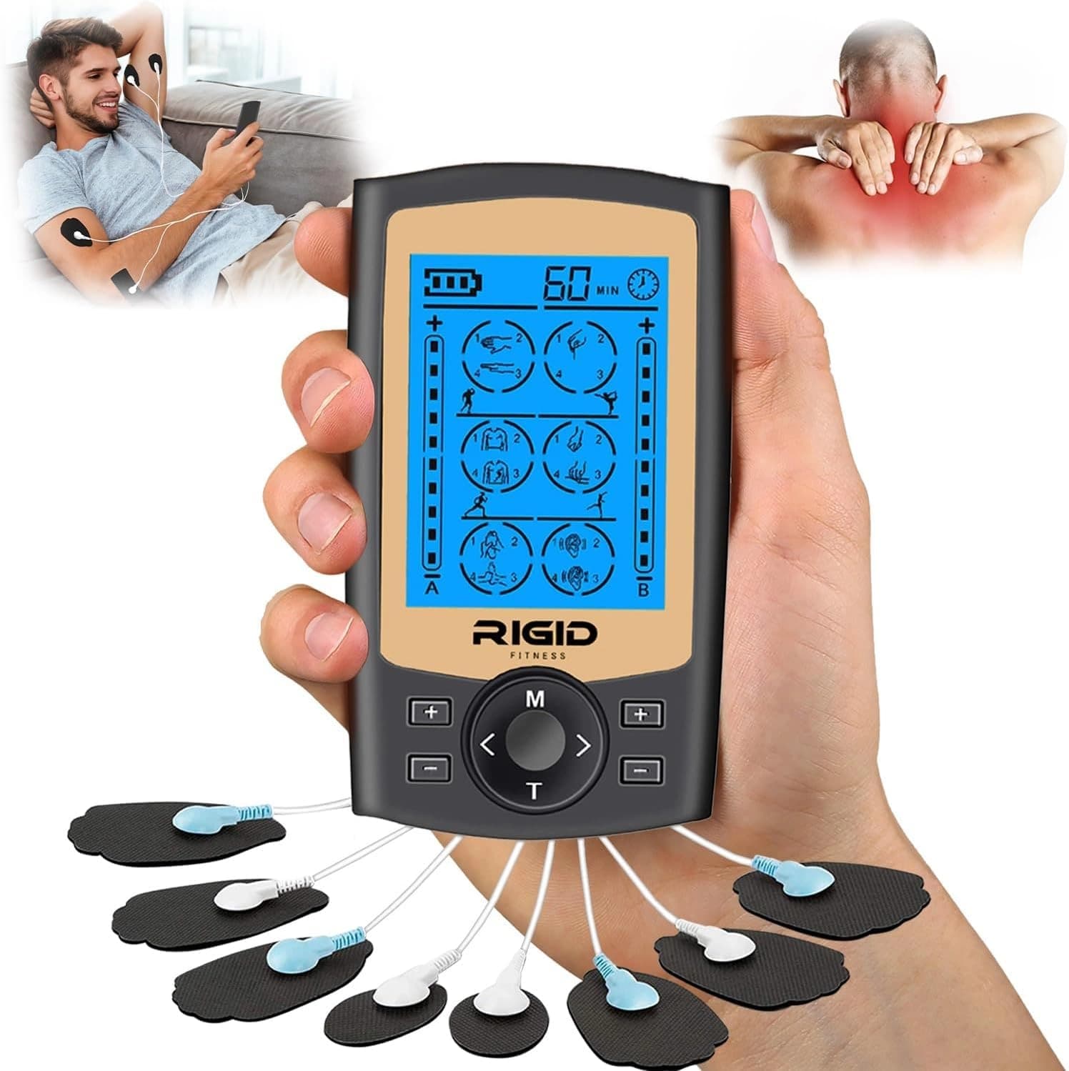 دستگاه تحریک الکتریکی عضلات و ماساژور تنس (TENS) و ایاماس (EMS) مدل MST0 از برند RIGID FITNESS