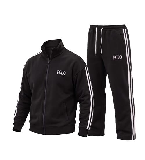 ست سویشرت و شلوار مردانه باکسی طرح دار اسپان مشکی Polo کد 51237