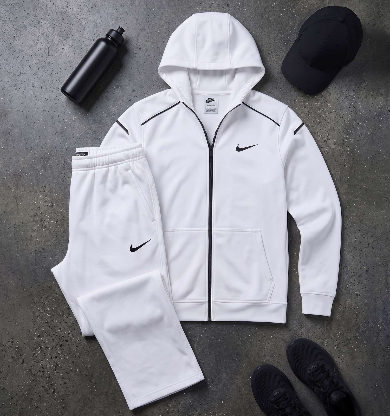ست سویشرت و شلوار مردانه نرمال طرح دار اسپان سفید Nike کد 51240 — تصویر ۳