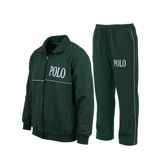ست سویشرت و شلوار مردانه باکسی طرح دار اسپان سبز Polo کد 51495
