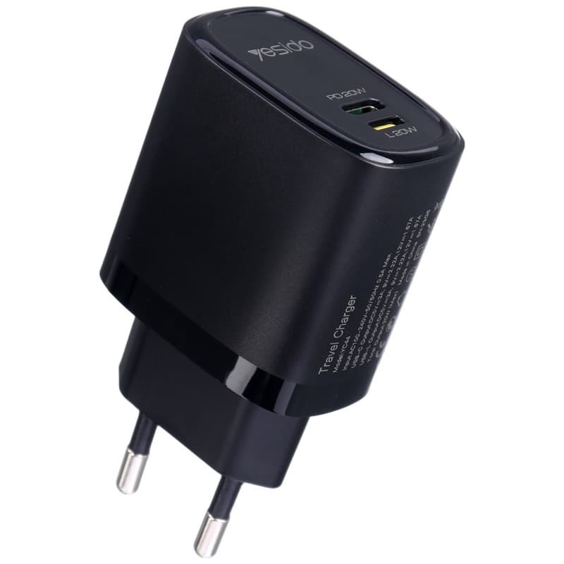 شارژر دیواری 20 وات یسیدو YC44 PD 3A + کابل تبدیل آیفونی — تصویر ۳