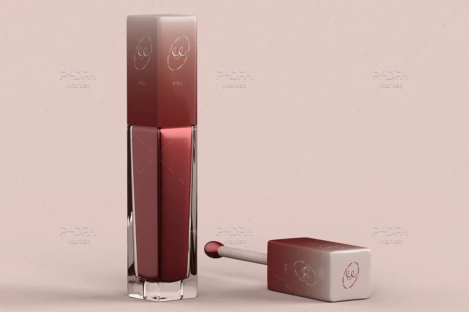 موکاپ رژ لب آرایشی و بهداشتی لایه باز برای فتوشاپ
