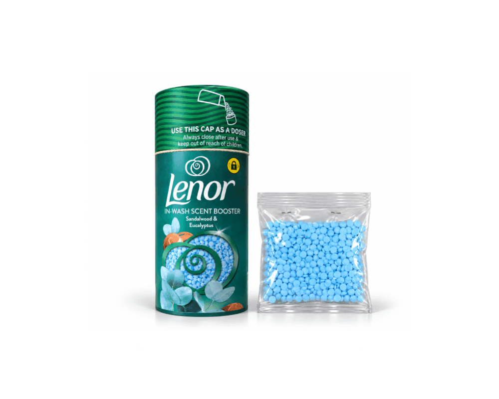 قرص خوشبوکننده لباس (بوستر) لنور Lenor مدل Sandalwood and Eucalyptus بسته ۲۰ گرمی | In-Wash Scent Booster با رایحه چوب صندل و اکالیپتوس