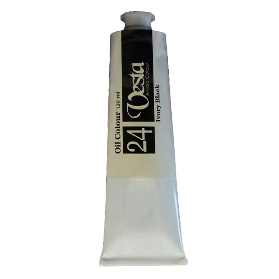 رنگ روغن وستا رنگ Ivory Black کد 24 حجم 120 میلی لیتر