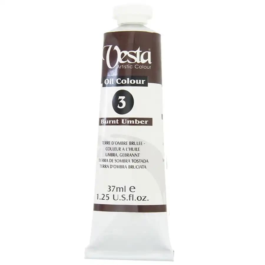 رنگ روغن وستا رنگ Burnt Umber کد 3 حجم 37 میلی لیتر