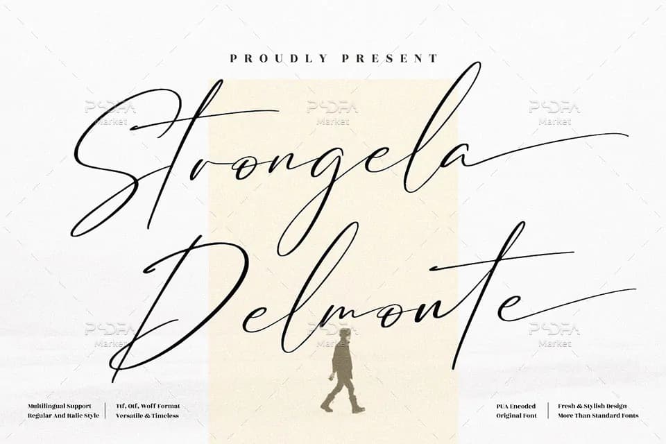 فونت سرهم نویسی و پیوسته نویسی انگلیسی Strongela Delmonte