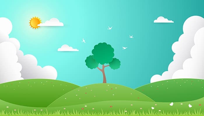 وکتور پس زمینه طراحی فلت طرح منظره و طبیعت فصل بهار