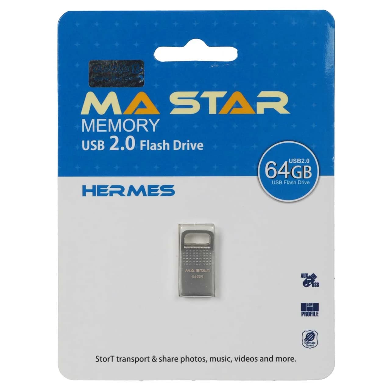 MA Star Hermes USB 2.0 Flash Memory – 64GB – نقره ای (گارانتی فراگامان)