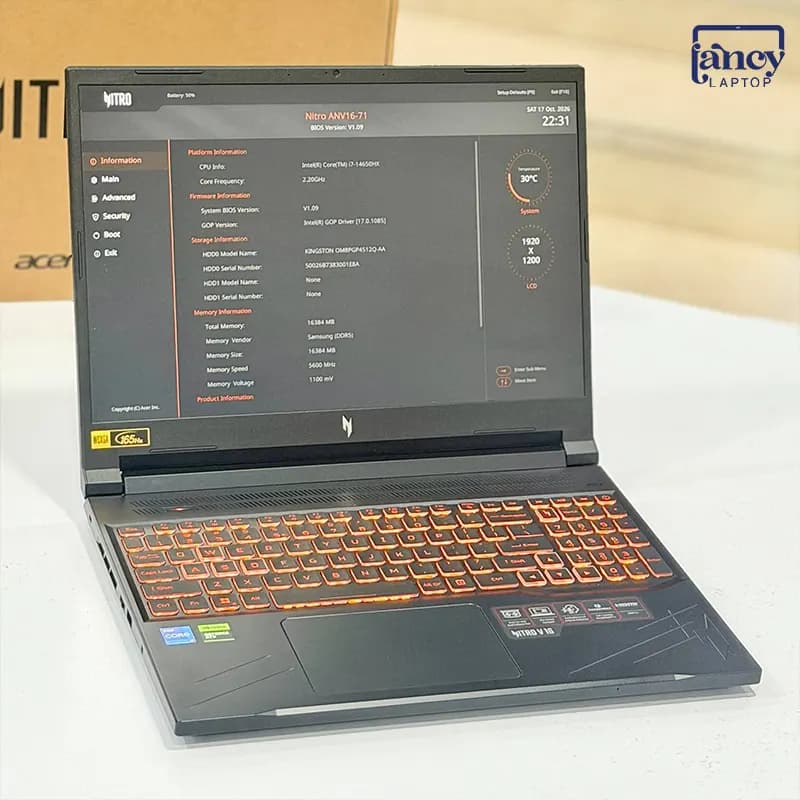 لپ تاپ اپن باکس 16 اینچی ایسر Nitro V16 Core i7-14650HX 16GB DDR5 512GB NVMe SSD NVIDIA GeForce RTX 4050 6GB GDDR6 165Hz — تصویر ۲