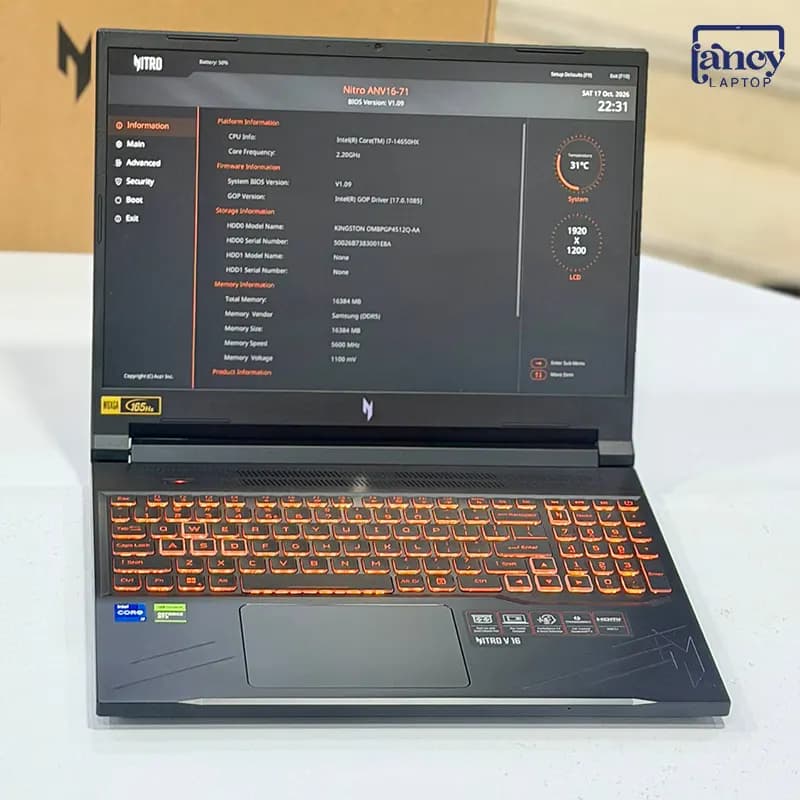 لپ تاپ اپن باکس 16 اینچی ایسر Nitro V16 Core i7-14650HX 16GB DDR5 512GB NVMe SSD NVIDIA GeForce RTX 4050 6GB GDDR6 165Hz — تصویر ۳