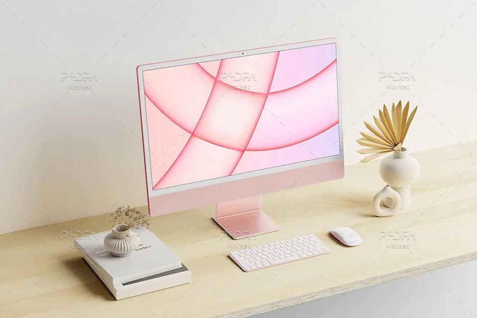 موکاپ آی مک M1 2021 اپل برای فتوشاپ iMac M1 Responsive Mockup — تصویر ۵
