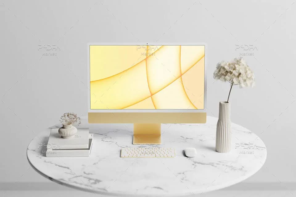 موکاپ آی مک M1 2021 اپل برای فتوشاپ iMac M1 Responsive Mockup — تصویر ۳