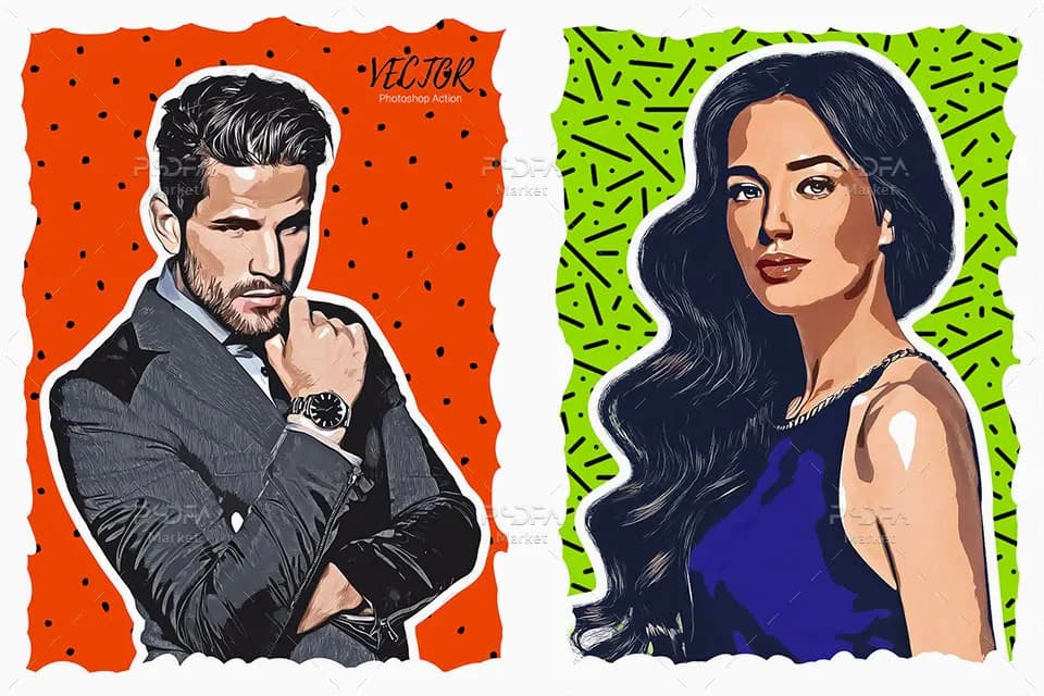 ایجاد افکت وکتور عکس و تصاویر در فتوشاپ با Vector Photoshop Action