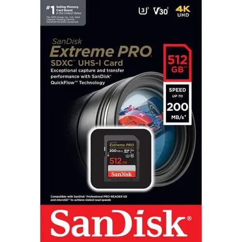 کارت حافظه سن دیسک SanDisk 512GB Extreme PRO UHS-I 200mb SDXC — تصویر ۲