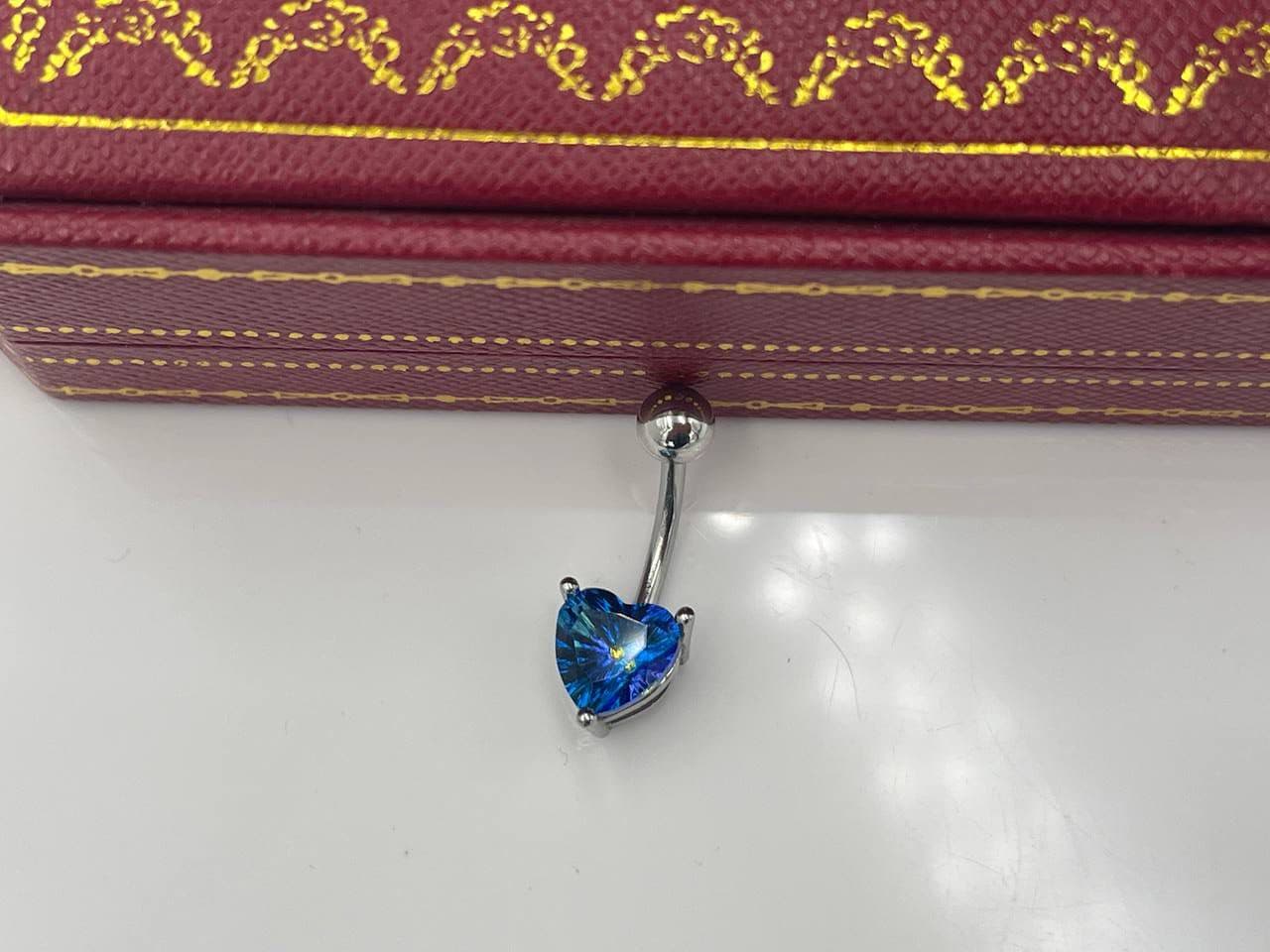 پیرسینگ ناف قلب سواروفسکی آبی