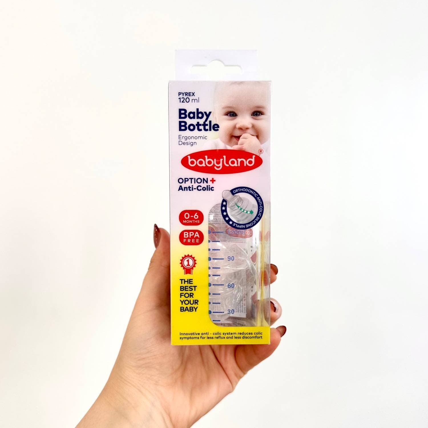 شیرخوری پیرکس کلاسیک ارتودنسی بی بی لند baby land کد 439 حجم 120 میل — تصویر ۲