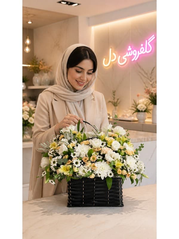 سبد گل بدرقه مسافر با گلهای شاد برای سفر عزیزان