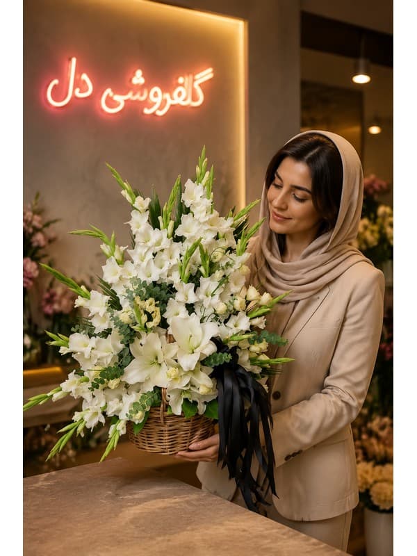 سبد گل سالگرد ازدواج برای همسر با رز صورتی و سفید