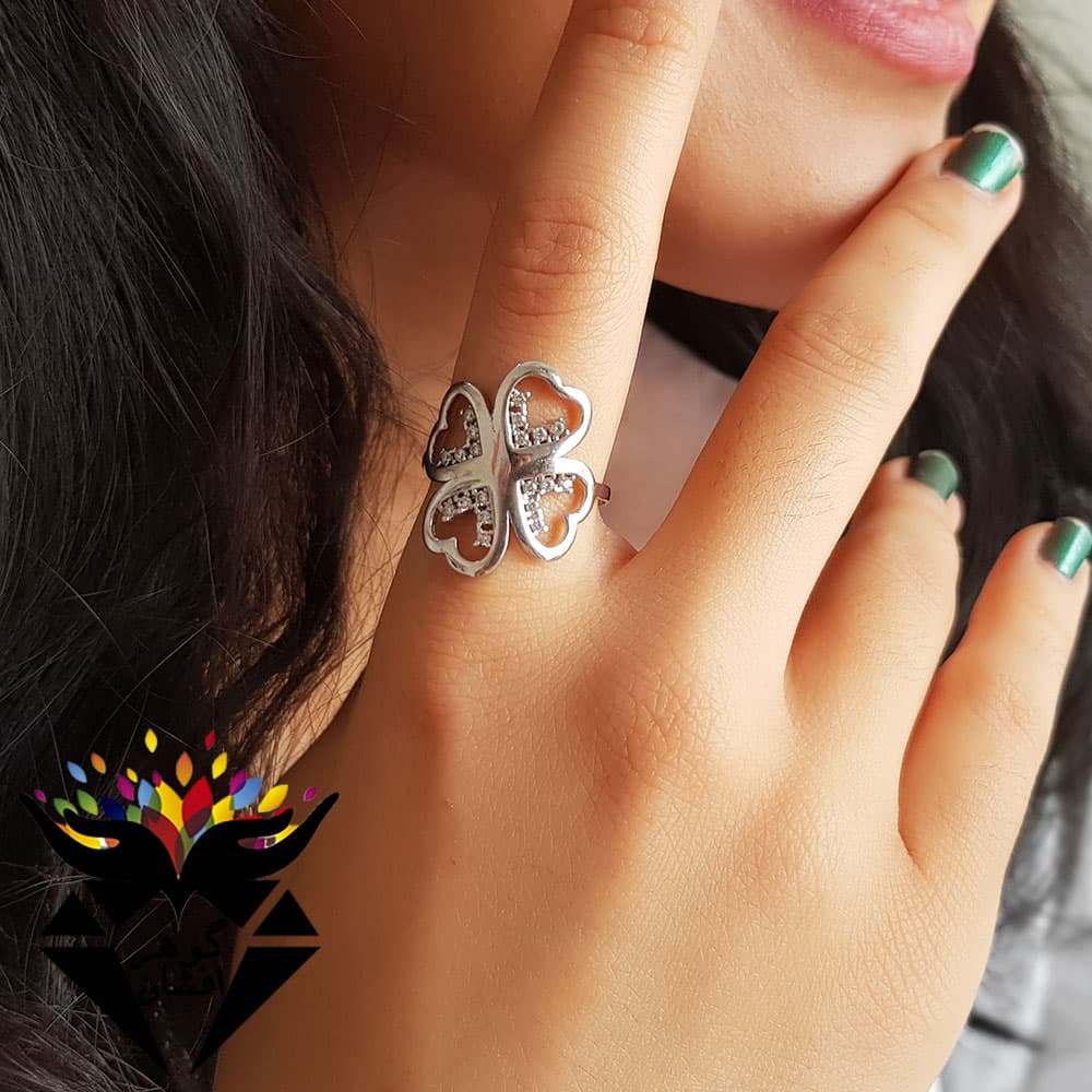 انگشتر نقره زنانه مدل گلبرگ R3219