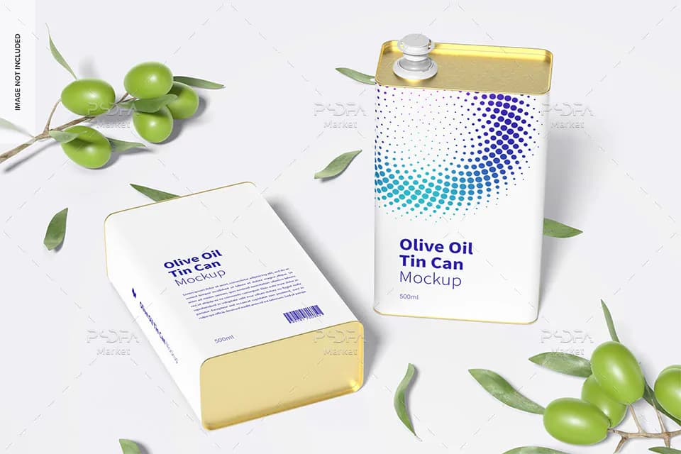 موکاپ قوطی 4 لیتری روغن موتور، زیتون و … در حالت و نماهای مختلف