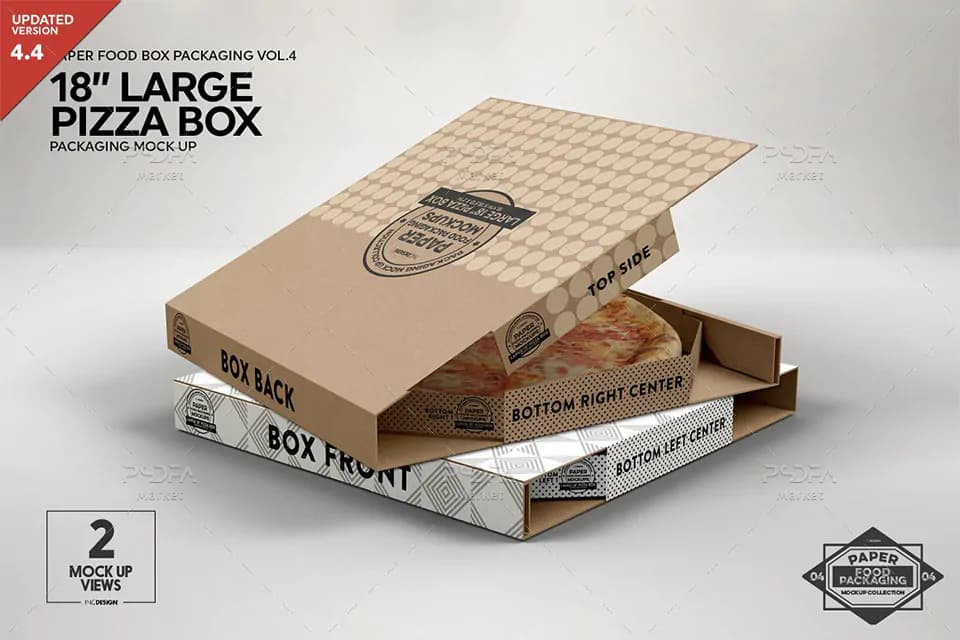 موکاپ بسته بندی جعبه پیتزا 18 اینچی Pizza Box Packaging Mockup