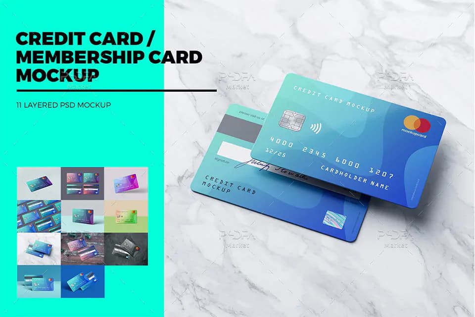 موکاپ کردیت کارت و کارت بانکی عابر بانک Credit Card Mockup