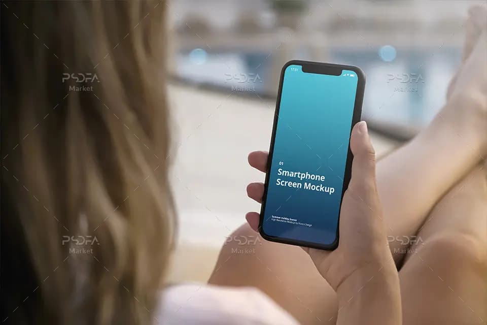موکاپ موبایل آیفون در منظره و طبیعت ساحل با فرمت PSD — تصویر ۸