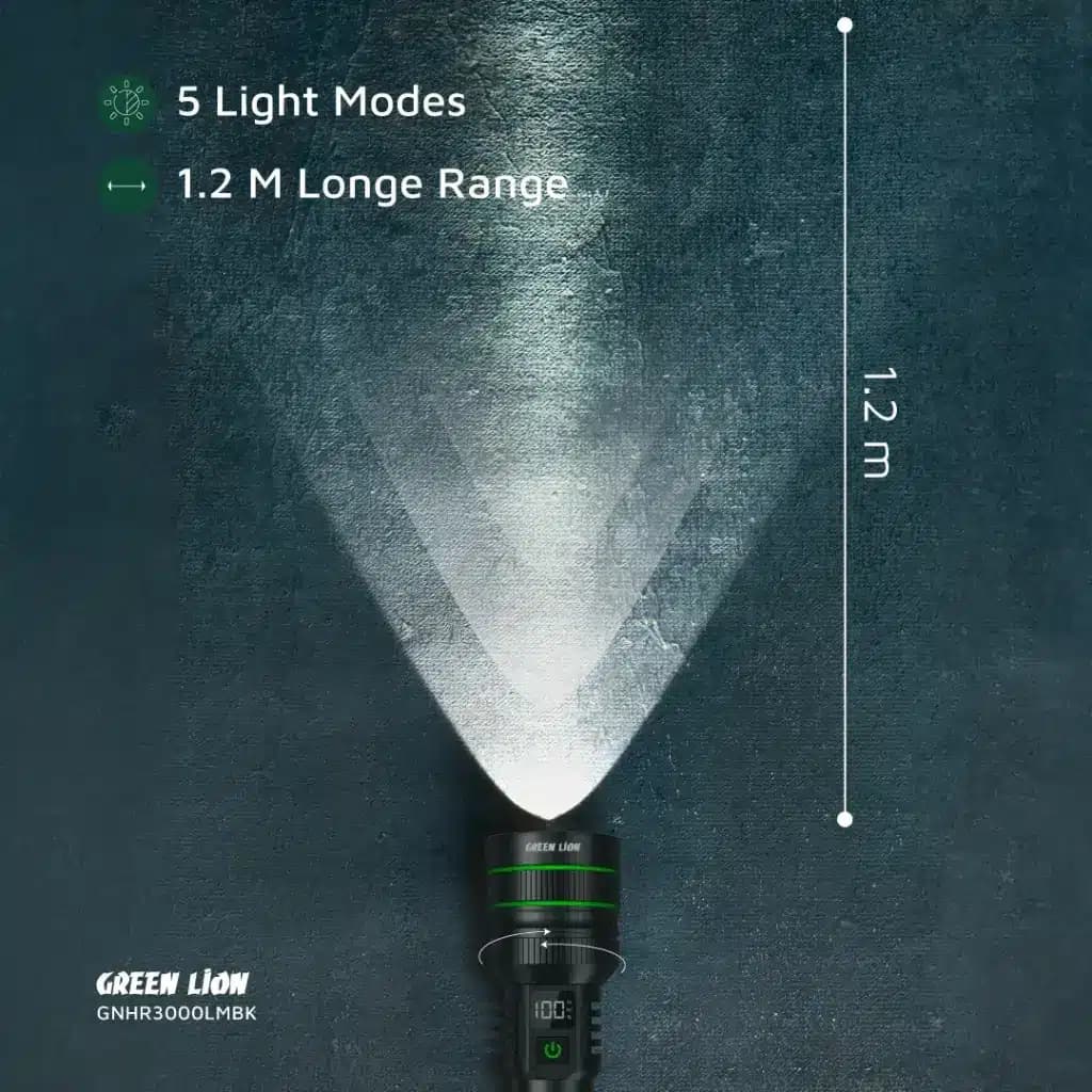 چراغ قوه گرین لاین مدل Green Lion Hyper Ray Pro LED Torch Black — تصویر ۶