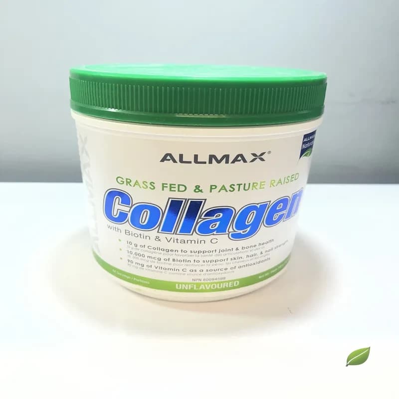 پودر کلاژن هیدرولیز شده آلمکس همراه با بیوتین و ویتامین C بدون طعم 440 گرمی | Allmax Grass-Fed Collagen with Biotin & Vitamin C Unflavoured 440g
