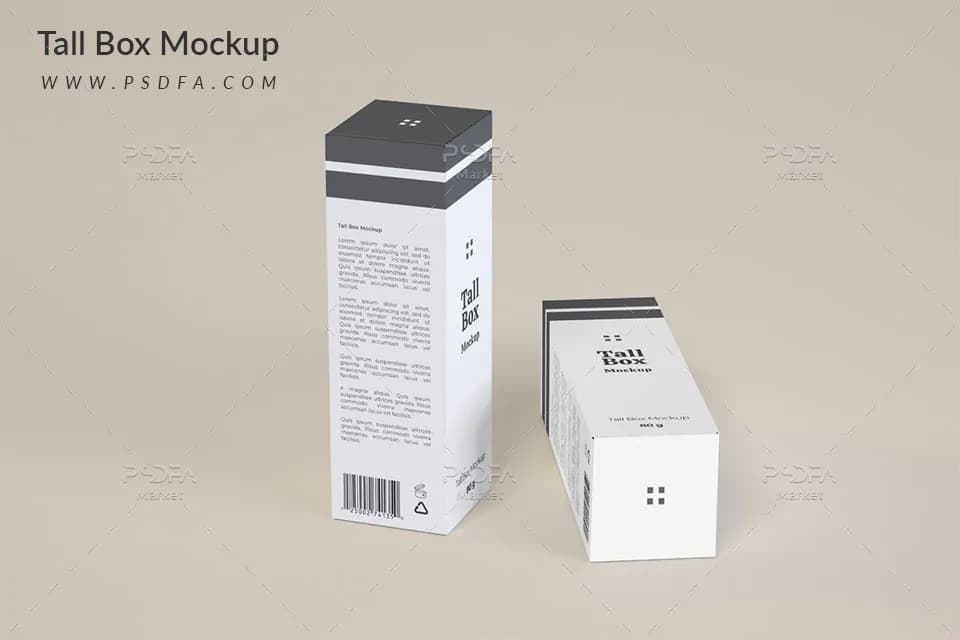 موکاپ جعبه دارو بلند و قطره چکان Tall Box Mockup