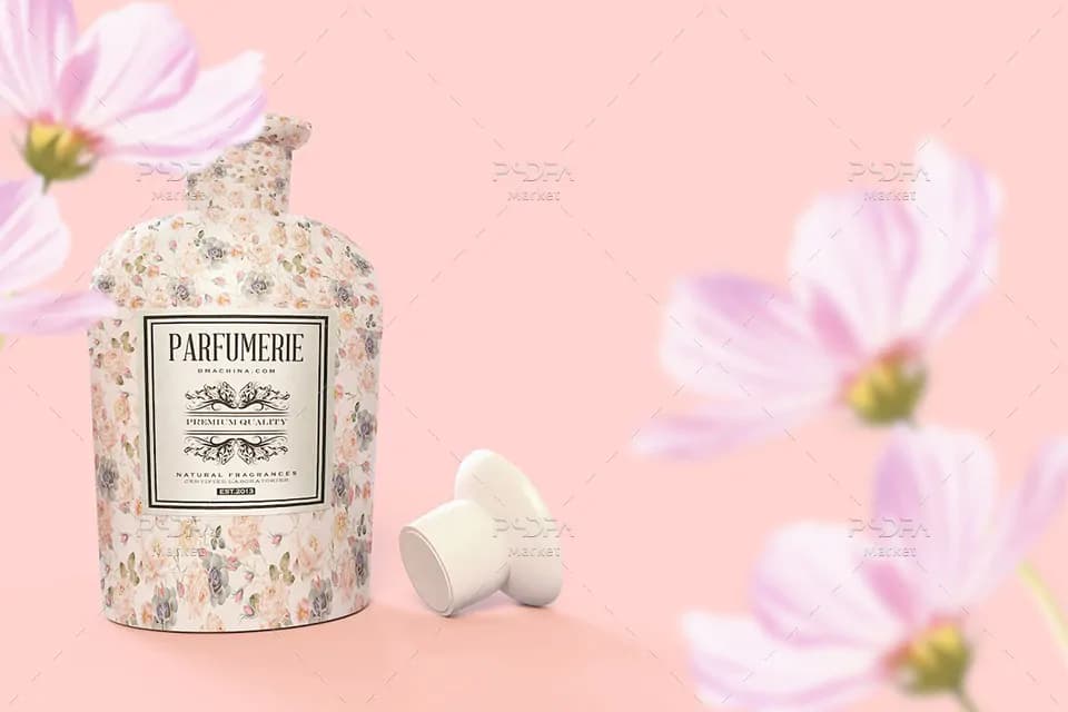 موکاپ بطری ادکلن و پرفیوم لایه باز قابل ویرایش در فتوشاپ