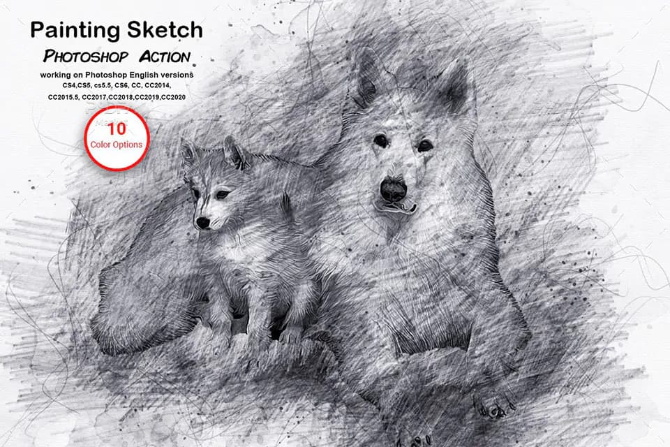 تبدیل عکس به نقاشی در فتوشاپ با اکشن Painting Sketch
