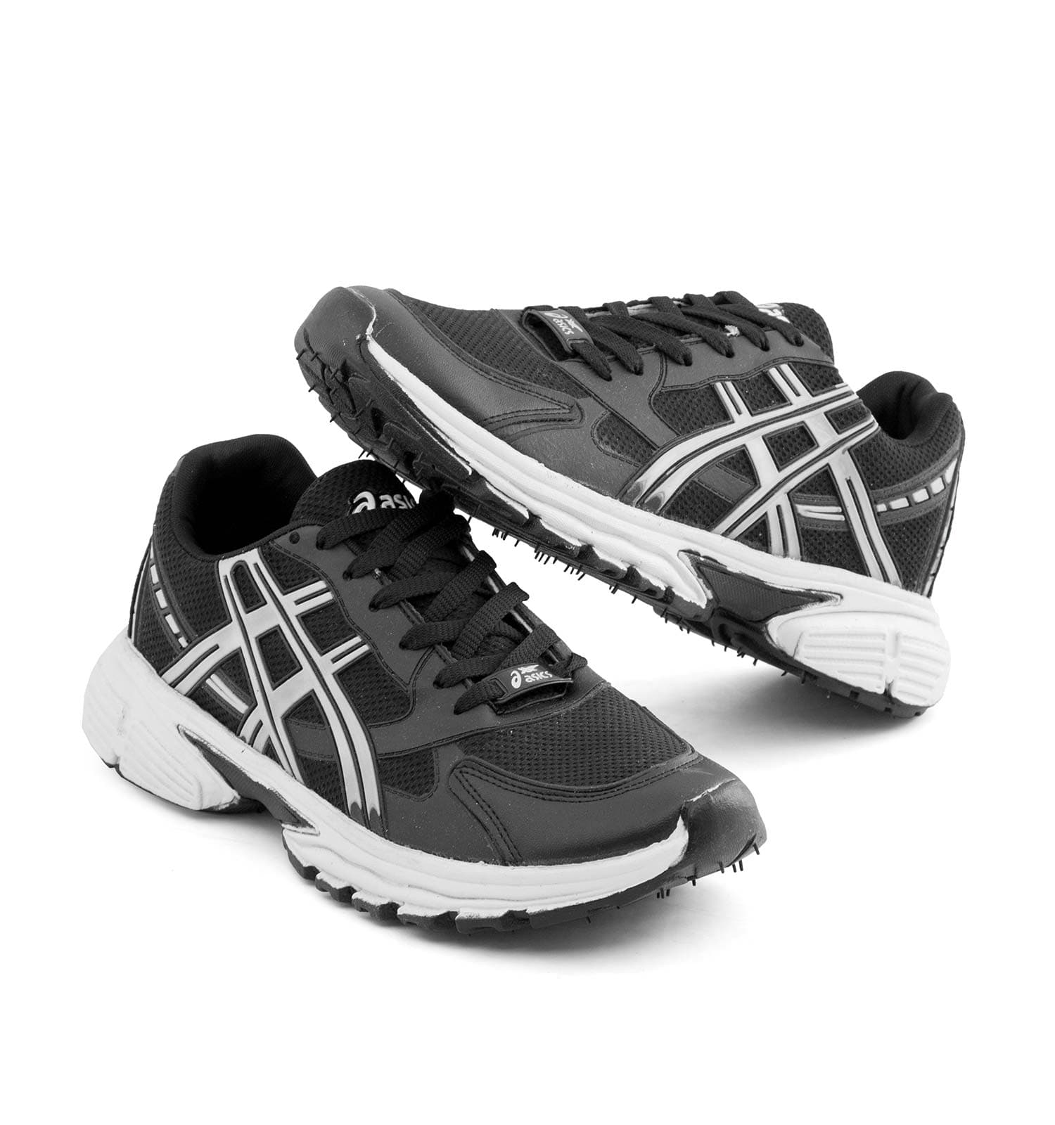 کفش مردانه اسپرت چرم مصنوعی مشکی طوسی Asics کد 51319 — تصویر ۲