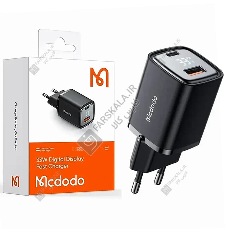 شارژر سریع 2 پورت 33 وات با نمایشگر مک دودو مدل MCDODO CH-1701