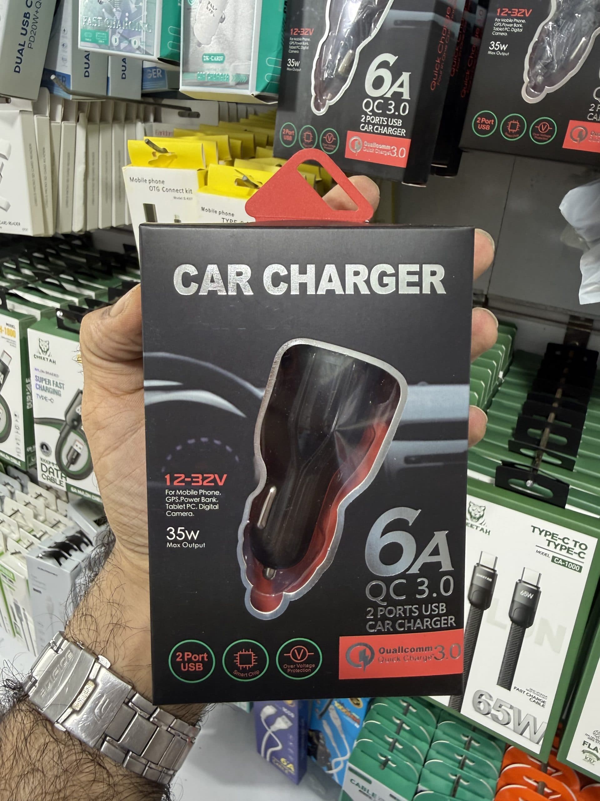 شارژر فندکی دو پورت USB مدل YY-888 با محافظ ولتاژ و پشتیبانی از QC 3.0 اورجینال (عمده و تک)