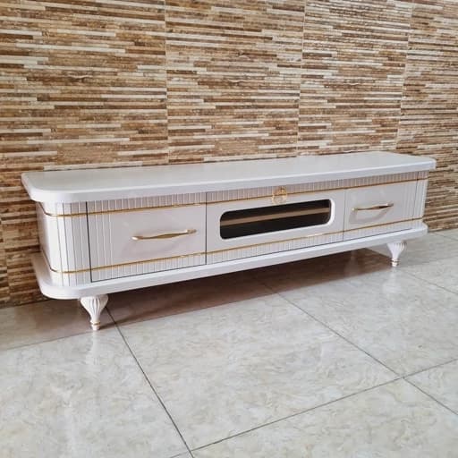 میز تلویزیون شبستان مدل 1032 رنگ سفید طول 160 تمام ام دی اف کامنا مدل 13153481