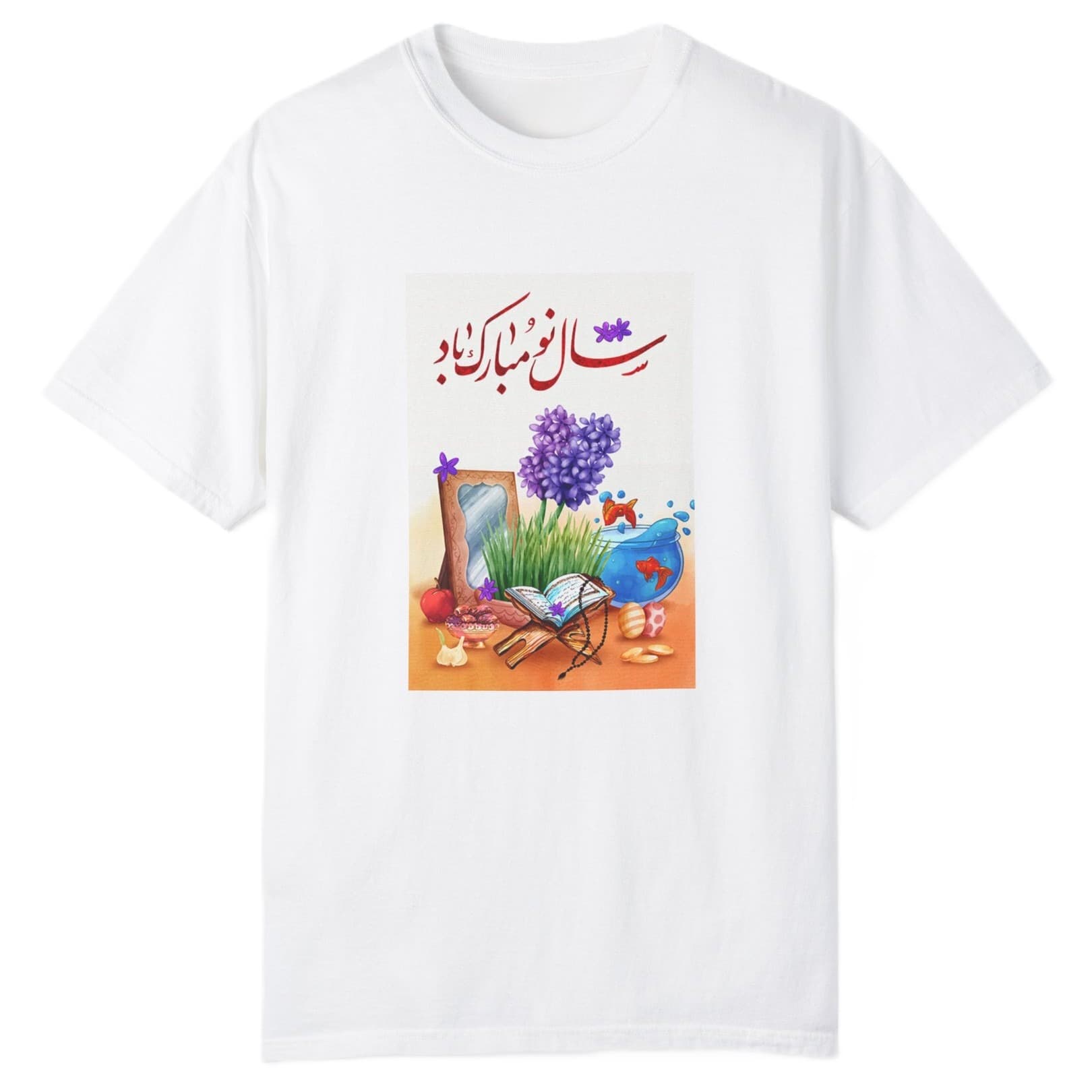 تی شرت آستین کوتاه دخترانه مدل نوروزی سال نو مبارک
