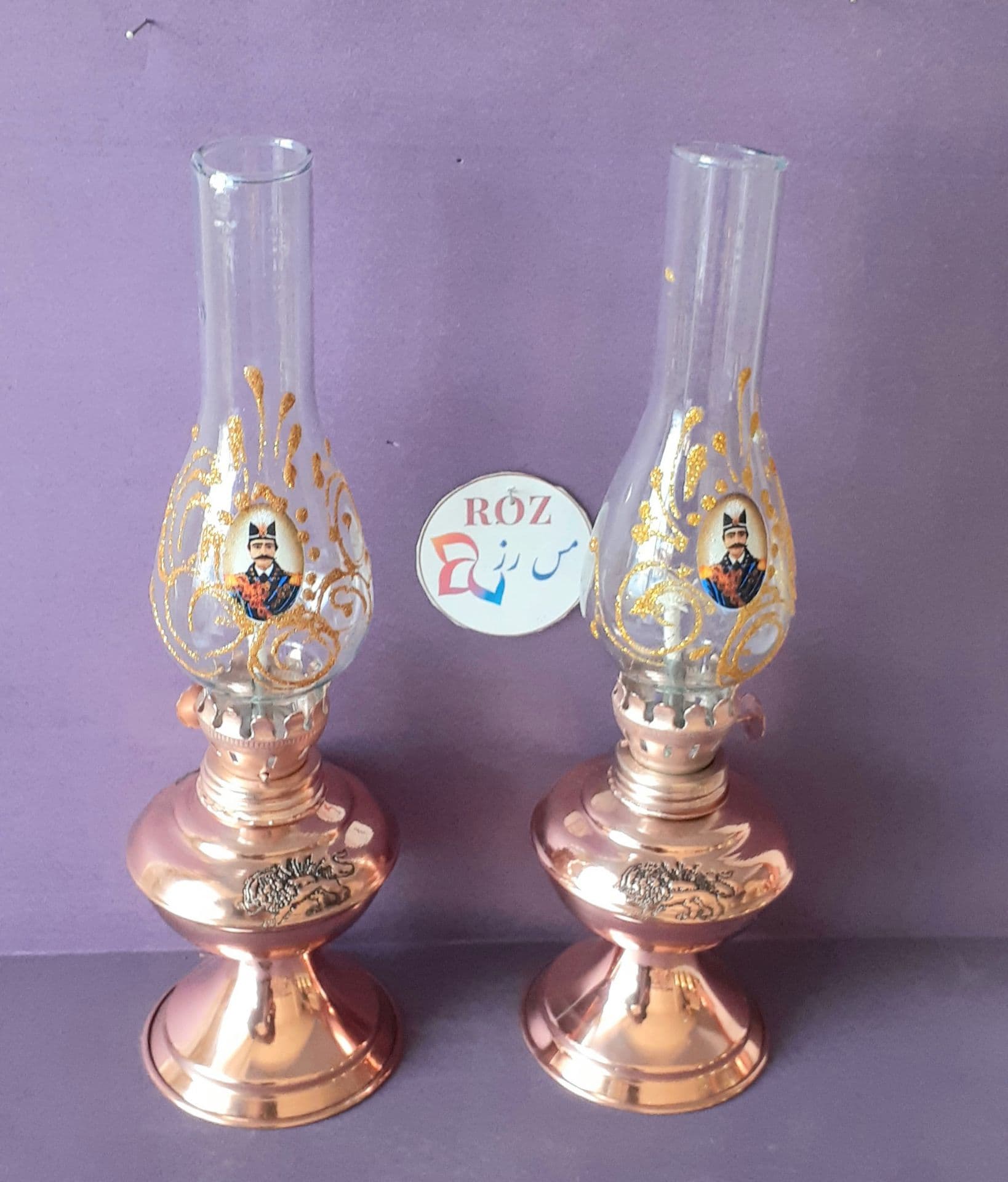 چراغ گرد سوز مسی زنجان (دو تا باهم ) نانو شده، ارسال رایگان