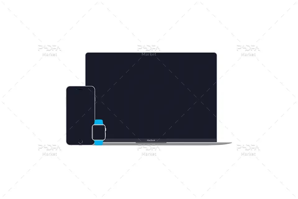 موکاپ فلت دیوایسهای اپل شامل آیمک، مکبوک، آیفون، آیپد و … — تصویر ۵
