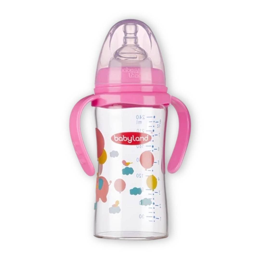شیرخوری پیرکس دسته دار بی بی لند baby land کد 494 حجم 240 میل