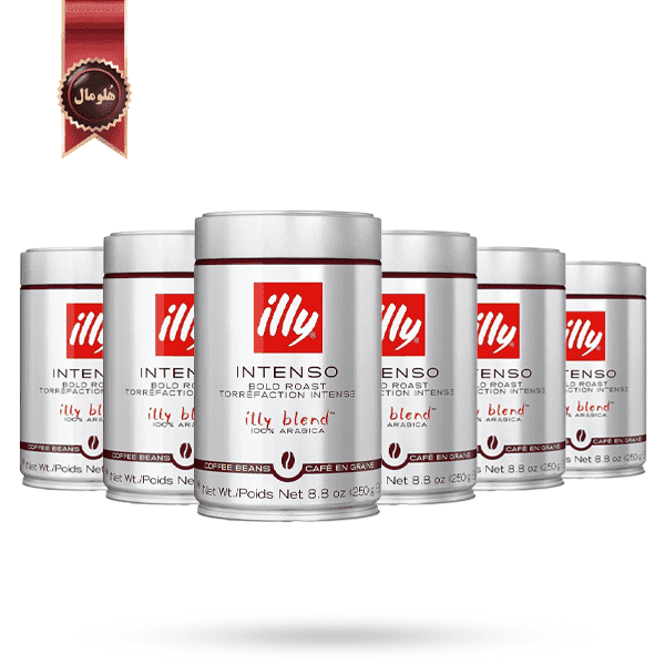 6 عدد دانه قهوه قوطی ایلی illy مدل اینتنسو Intenso وزن 250 گرم (اورجینال)