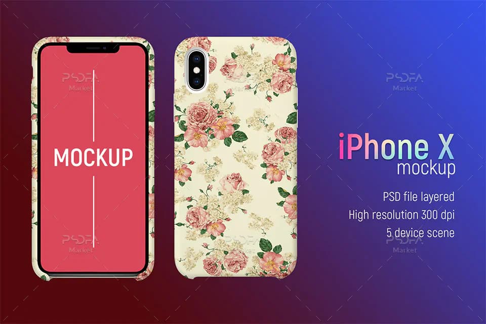 موکاپ قاب گوشی آیفون X با فرمت PSD برای فتوشاپ