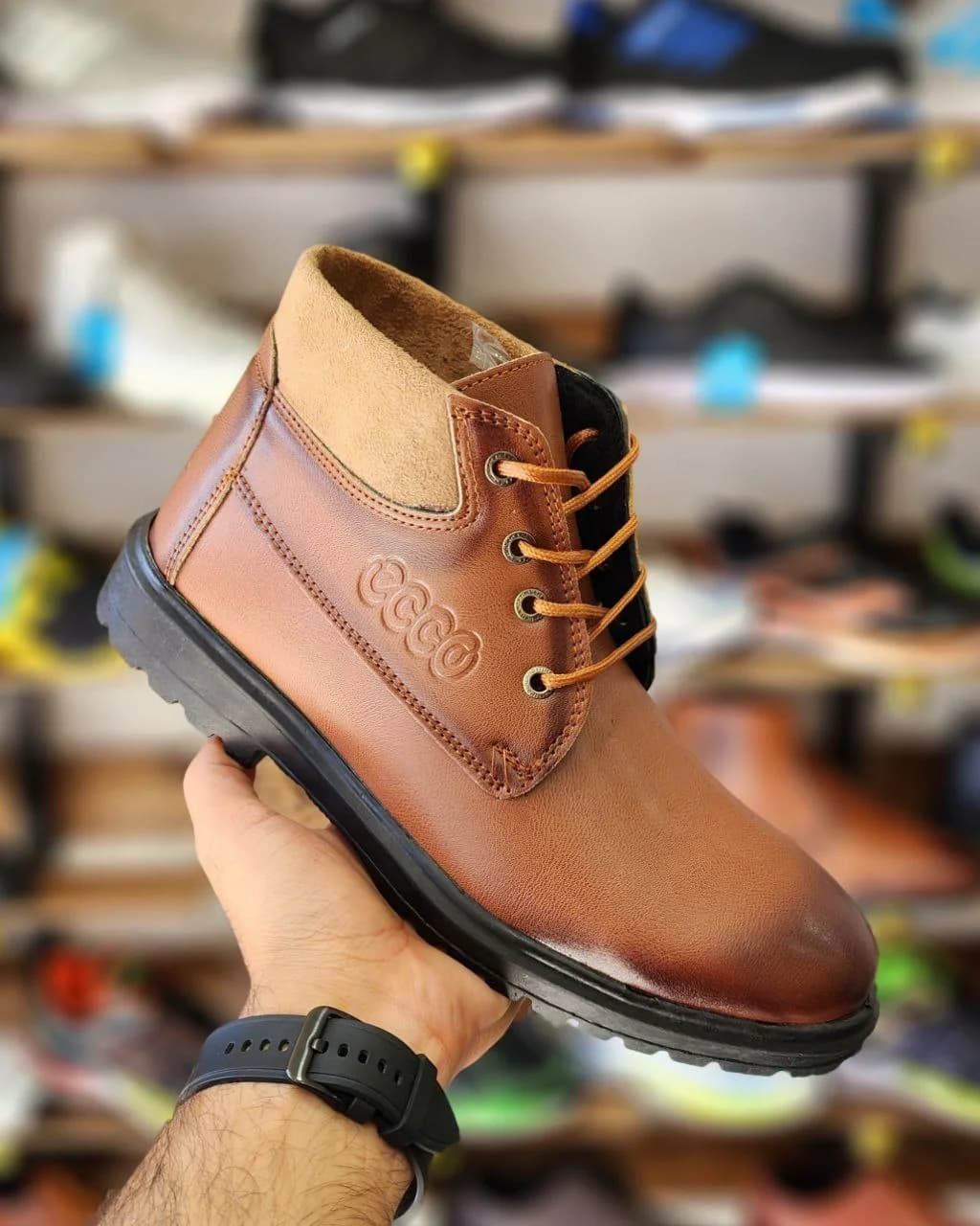 کفش نیم بوت مردانه Ecco مدل Brown | زیره PVC مرغوب | سبک راحت | اسپرت و زیبا | 4 قسطی✅