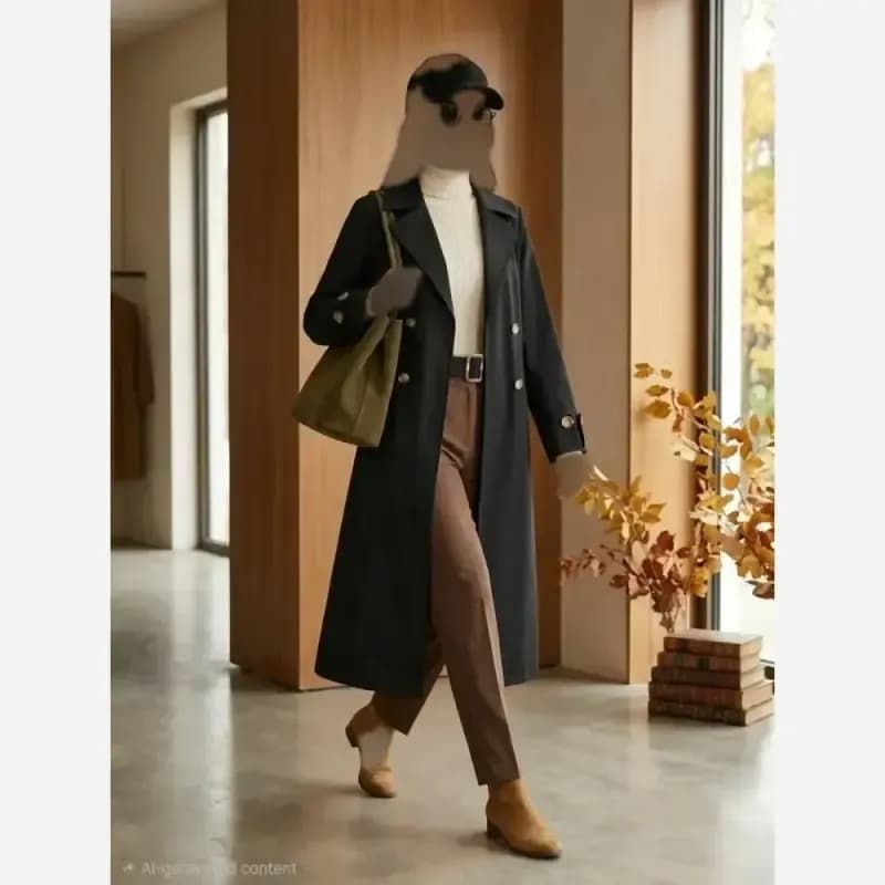 ترنچ کت زنانه جنس کتان زارا آسترکشی کامل سایزبندی — تصویر ۸