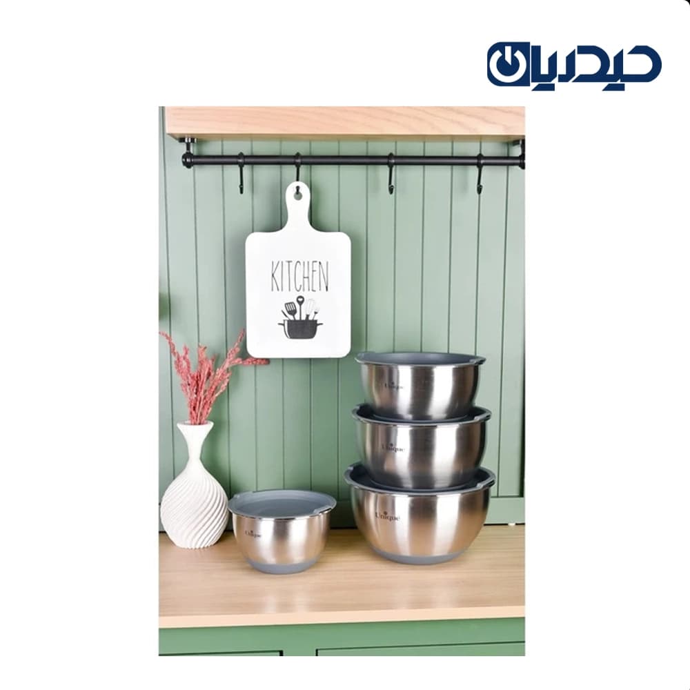 لگن ۴پارچه استیل درب دار یونیک مدلUN-4092 — تصویر ۲