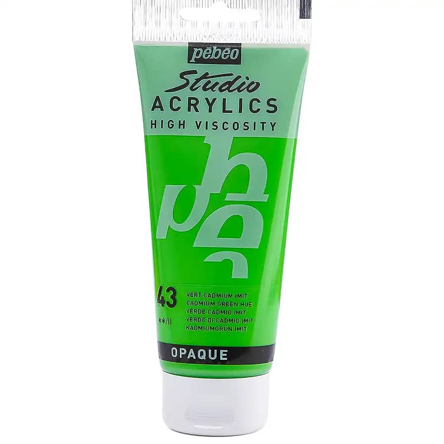 رنگ اکریلیک پ ب او مدل PEBEO STUDIO رنگ CADMIUM GREEN HUE کد 43 حجم 100 میلی لیتر