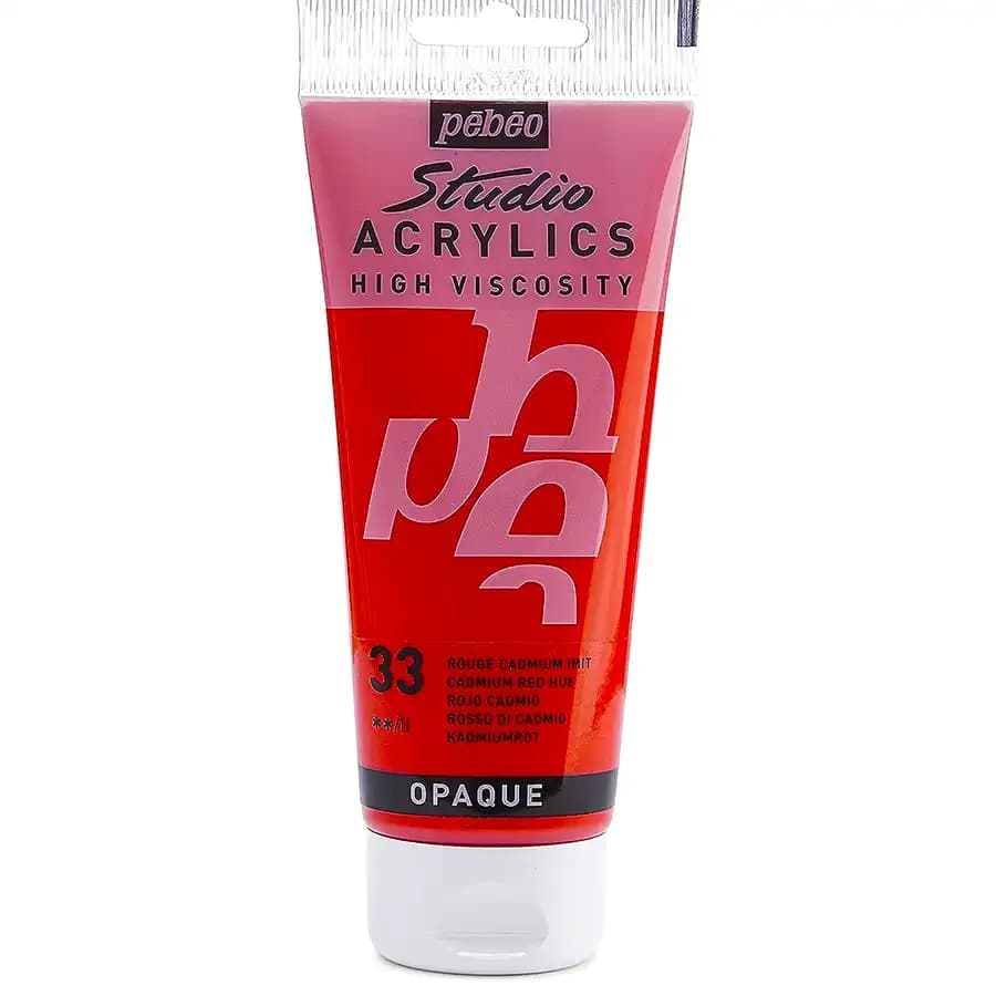 رنگ اکریلیک پ ب او مدل PEBEO STUDIO رنگ CADMIUM RED HUE کد 33 حجم 100 میلی لیتر