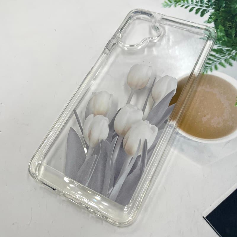قاب گوشی Galaxy A07 سامسونگ Cutie Pop شفاف فانتزی ضد ضربه ایربگ دار طرح لاله سفید کد 985222 — تصویر ۲