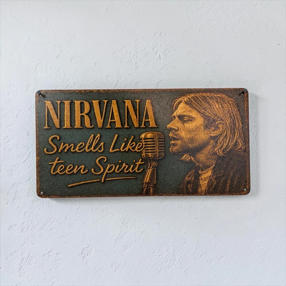 تابلو چوبی طرح nirvana سایز 30×15